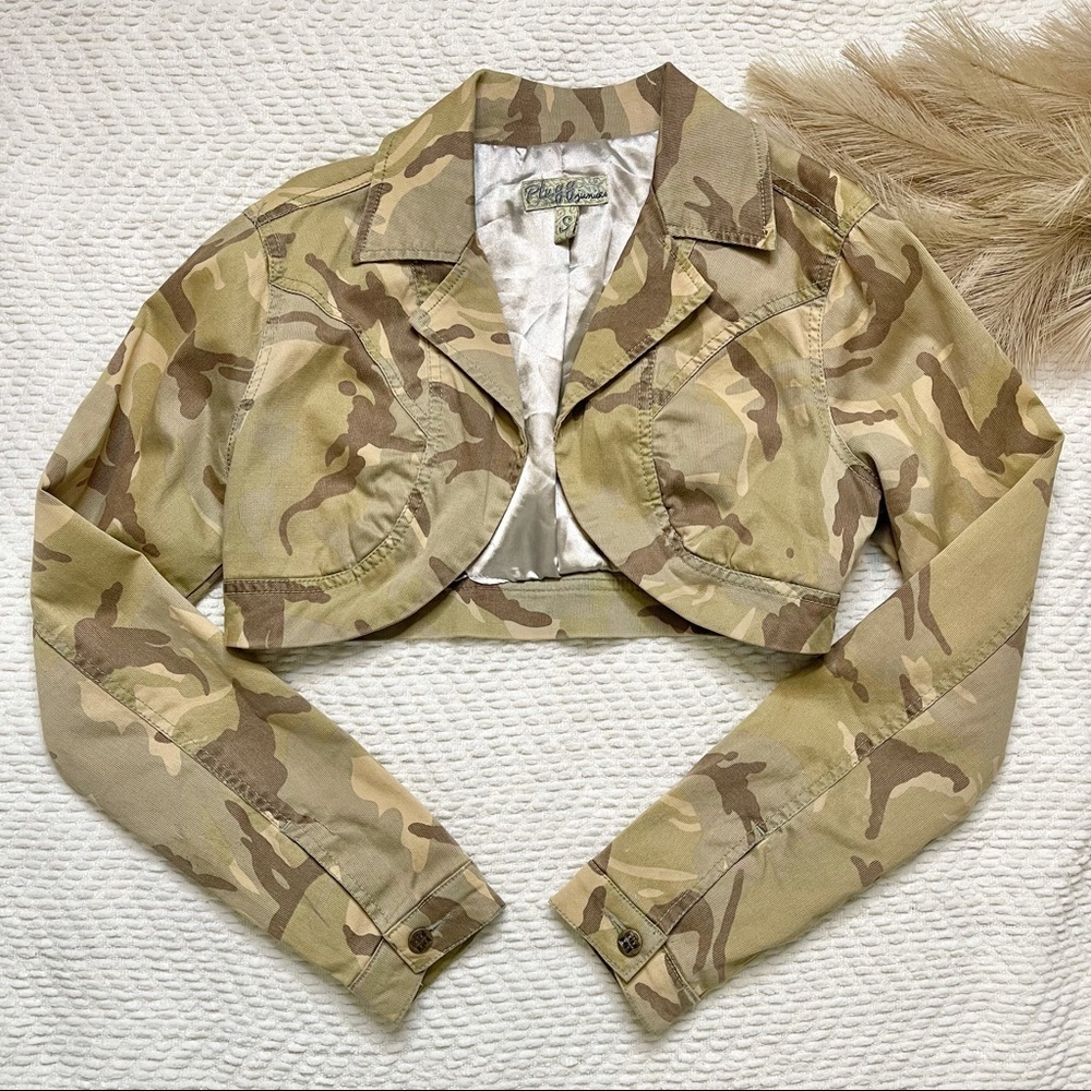 Y2K Super Cropped Camo Army Jacket